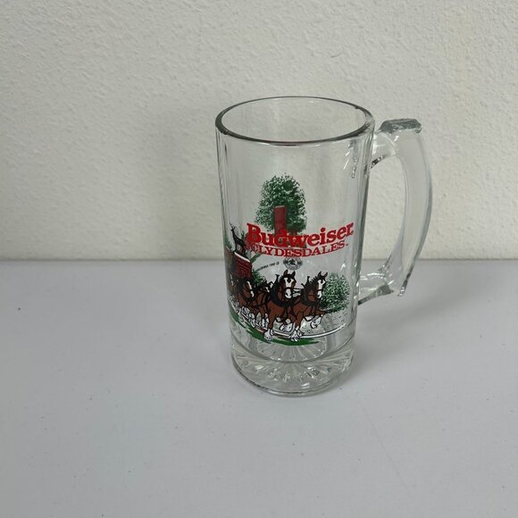 Budweiser Other - Budweiser Beer Stein Mug Vintage Glass Clydesdales Horses Christmas 1991